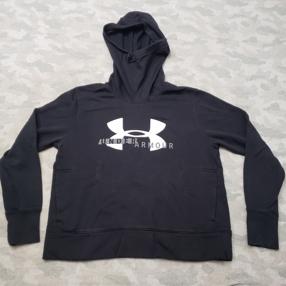 Under Armour Sweatshirt Womens Large Black Rival Fleece Hoodie Pullover